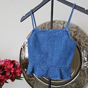 American Eagle Denim Peplum Top